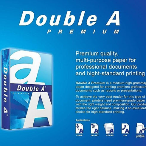 Double A A4 500 80GSM- 8.3" 11.7" Printing Paper - Sheets - Dimensions x - White