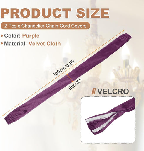 4.9ft 2 PATIKIL Chandelier Chain Cord Cover, Pcs Velvet Cloth Fabric Chain Sleeve Decorative Cord Covers for Chandelier