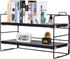 ShellKingdom Desk Shelf Organizer - 2 Tier Desktop Shelves, Adjustable Storage Rack for Office, School, Black