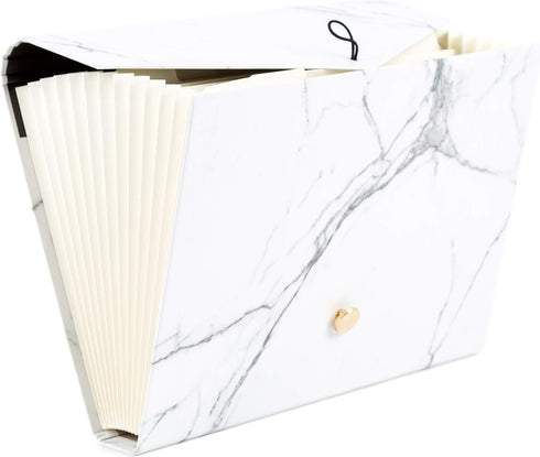 U Brands Fashion Expandable File Folder, Letter Size, 13 Pockets, Marble Print Design