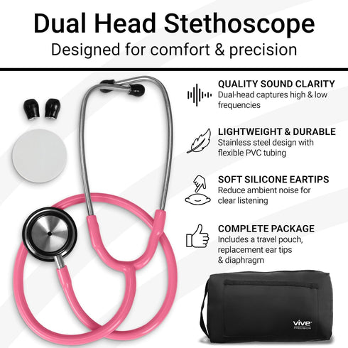 Dualhead Stethoscope, Dual Head Diaphragm Bell for Nurses, Doctors, Cardiology, Veterinary, Pediatrics