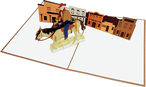 iGifts And Cards Inspirational Cowboy 3D Pop Up Greeting Card, All Occasion, Happy Birthday, Saloon Gift