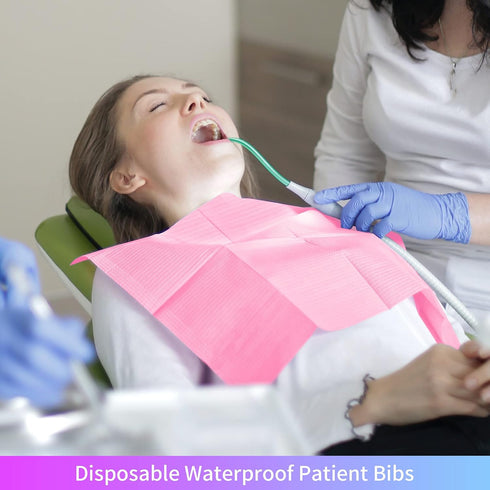 3 13'' 18" Dental Bib Disposable Pink Polyback Towel Waterproof Patient Bibs Ply Tattoo Paper Napkins for Dental