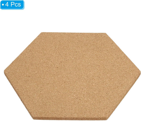 PATIKIL 4 Pack Cork Board Tiles, 9x8" 1/4" Thick Self Adhesive Hexagon Bulletin Board for Home Office Classroom DIY