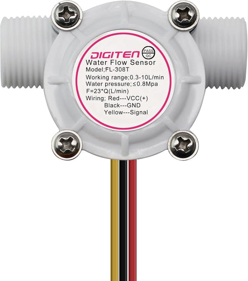 DIGITEN G3/8 Water Flow Sensor - Hall Effect Flowmeter Liquid Fluid Meter 0.3-10L/min