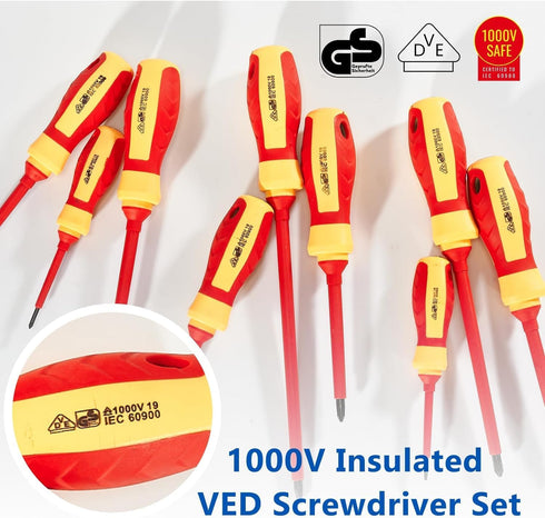 7 PCS 1000V Insulated Screwdriver Set, Professional Electrician Tool Set with Voltage Tester and Magnetic Tips