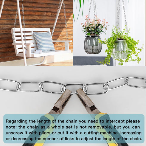 Helunsi 6 6' Lighting Chain, Feet Chrome Light Fixture Chain, Metal Chandelier Chain Extension with Connection Link