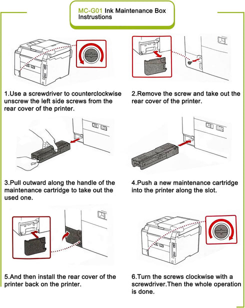MCG01 Maintenance Cartridge MC-G01 Compatible for Canon GX6010 GX6020 GX6030 GX6070 GX6080 GX7010 GX7020 Printer Waste