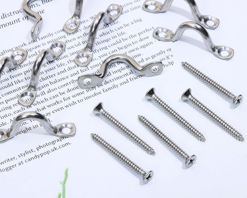 PENTA ANGEL 10PCS M4 1/4" 316 Stainless Steel Pad Eye Deck Loops with 20PCS 3.5mm Wood Screws (M4-10PCS)