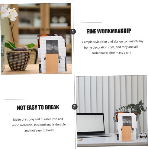 Stylish Beech Wood Bookends for Desk and Shelf Organization