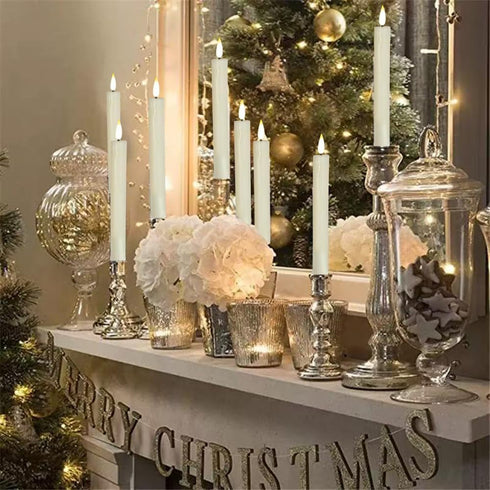 Houdlee 24 Pcs Flameless LED Taper Candle Battery Operated Flickering LED Candle with Warm Light for Church