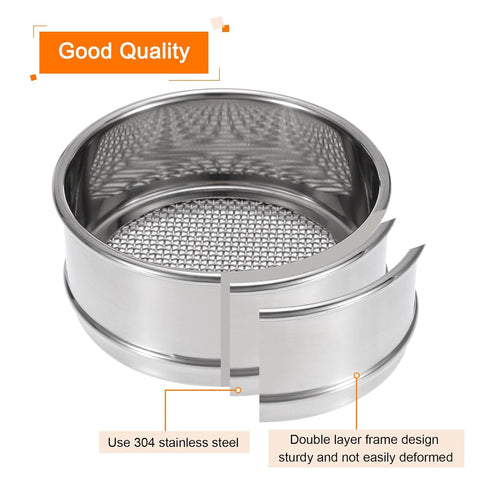 PATIKIL 10 Mesh Lab Sieve, 4" Diameter Test Sieve, 304 Stainless Steel Wire Cloth (2mm) for Laboratory Industrial