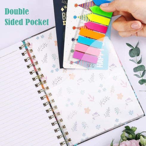 Spiral Notebook, B5 Lined Journal for Women, Hardcover with 2 Pockets, College Ruled, 160 Pages, 7.48" x 10"