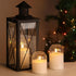 Set 3 Clear Glass Flameless Candles with Remote, Flickering LED Pillar Candles Battery Powered Ribbed Dome Top