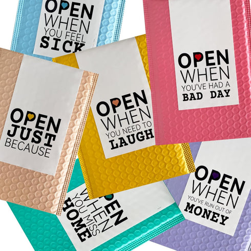 Open When Envelopes for College Student, University Gifts, Leaving Home Gift, 6 Pack Multi-color