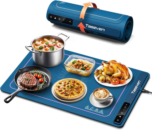 Food Warming Mat, Silicone Heating Tray with 7 Temperature Settings, Quick Full