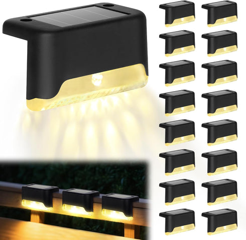 Solar Deck Lights, 16 Pack LED Waterproof Outdoor Lights for Stairs, Steps,