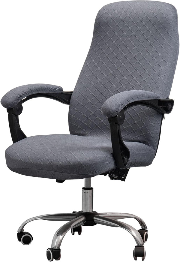 Office Chair Cover with Armrest Covers, Universal Stretch Desk Chair Cover, Computer Chair Slipcovers, Dark Gray