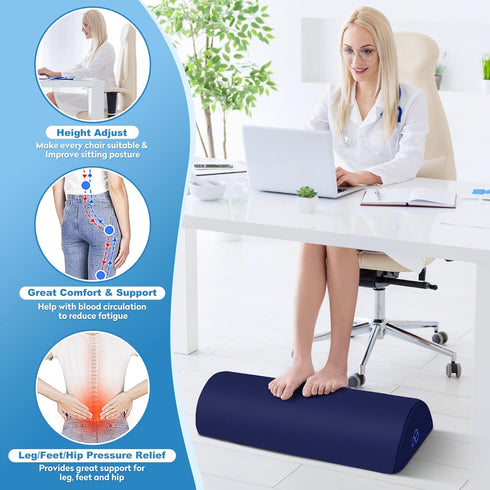 Ergonomic Foot Rest Pillow for Under Desk, Anti-Fatigue Support for Office Chair, Car Seat, Gaming Chair - Blue
