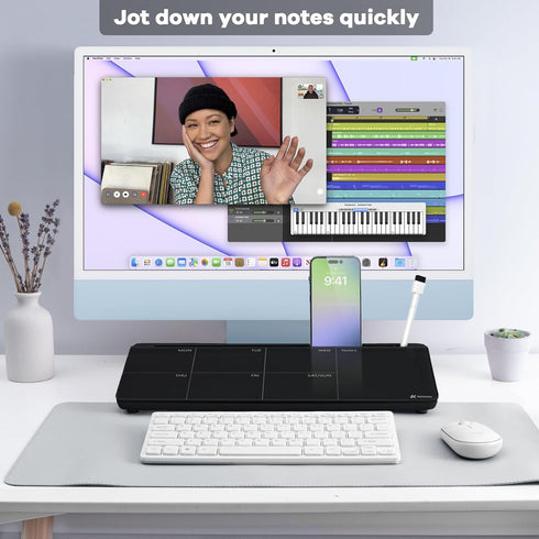 Varhomax Glass Weekly Dry Erase Desk White Board, Desktop To Do List Planner, Memo Desk Board Buddy, Black