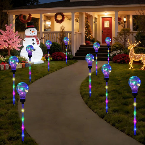 Huacenmy 6 Pack Bulb Solar Lights Outdoor Garden Decorative Waterproof Lights Outside Solar Pathway Lights for Garden