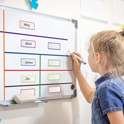 Fainne 12 Roll 1/8 Whiteboard Thin Tape with 54 Magnetic Dry Erase Label Name Tag for School Office Supplies