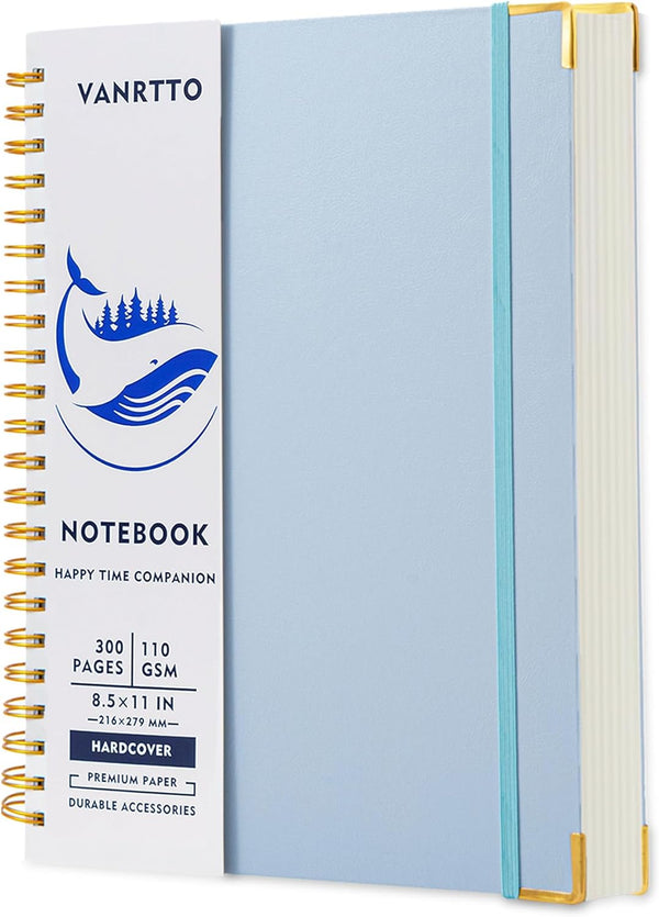Spiral Notebook, Hardcover 8.5 x 11 IN, 300 Pages College Ruled Notebooks for Work & School, Blue