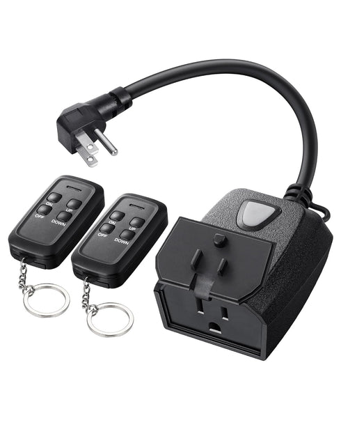 DEWENWILS Outdoor Dimmer for String Lights, Two-Remote Control Dimmable Plug, 100FT Range,