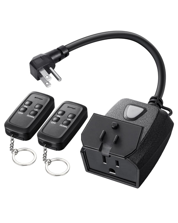 DEWENWILS Outdoor Dimmer for String Lights, Two-Remote Control Dimmable Plug, 100FT Range,