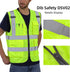 High Visibility Vest with Pockets and Zipper, ANSI Class 2 Reflective Construction Work Vest, Hi Vis Yellow M