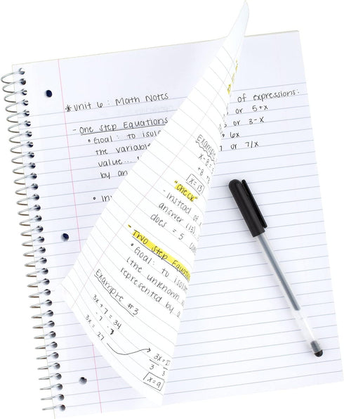 Five Star Spiral Notebook, 1 Subject, Wide Ruled, 100 Sheets, 8" x 10-1/2", Black, Water Resistant Cover, Fights Ink