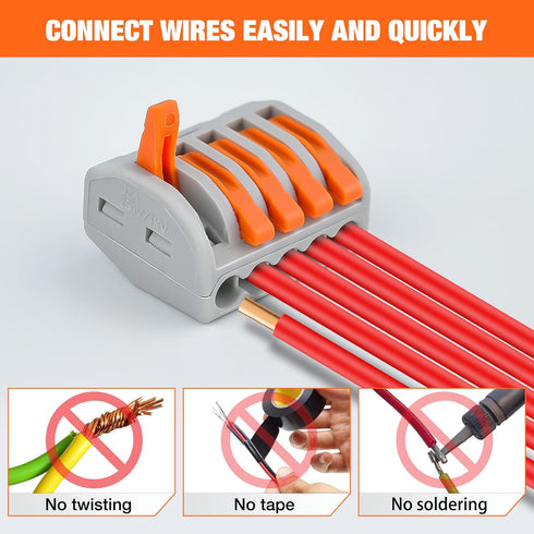 Nilight 115PCS Lever Wire Connectors Nuts Kit, 28-12AWG Inline Electrical Terminal Quick Disconnect for Wiring