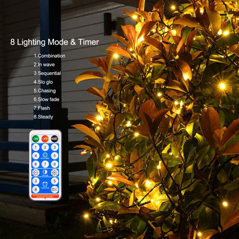 100FT 300 Solar String Lights Outdoor Waterproof with USB Charging & Remote & Memory, Extra Long LED Solar Christmas