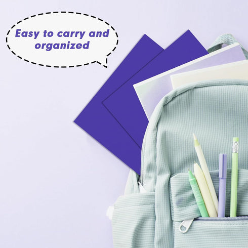RAZCC 50 Pack Two Pocket Folders, Purple, Fit Letter Size Paper, Pockets for School Office Business Home