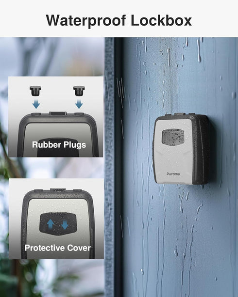 Resettable (1 Pack, Puroma Large Key Lockbox with Hook, Combination Code Lock Box, Waterproof Security Wall Mount Lock