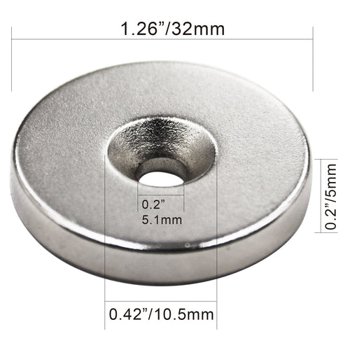 LOVIMAG Neodymium Disc Magnets - 1.26 inch x 0.2 inch, Strong Permanent Rare Earth Magnets with Screws, Pack of 8