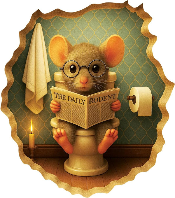 GRITKULTURE Removable Mouse Sitting on Toilet in Mouse Hole Decal Sticker 5.1inch