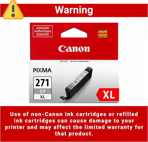Canon CLI-271XL Genuine Gray Ink Tank, Compatible with MG7720, TS8020, TS9020 Printers (Optional)