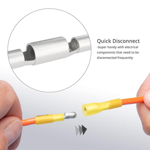 90 PCS Wirefy Heat Shrink Male Bullet Connectors, Electrical Bullet Butt Terminals - Yellow 12-10 AWG