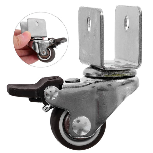 4pcs Set 1-inch Heavy Duty Swivel Caster Wheels U-Shaped Plate with Brake and Non-Brake Clips, Silent Cabinet