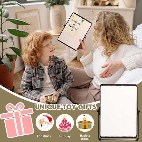 Dry Erase White Board, Magnetic Desktop Whiteboard with Stand, Wall Hanger, Portable Double-Sided Easel