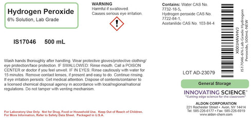 Innovating Science Hydrogen Peroxide 6% Solution, 500mL - Laboratory Grade - The Curated Chemical Collection