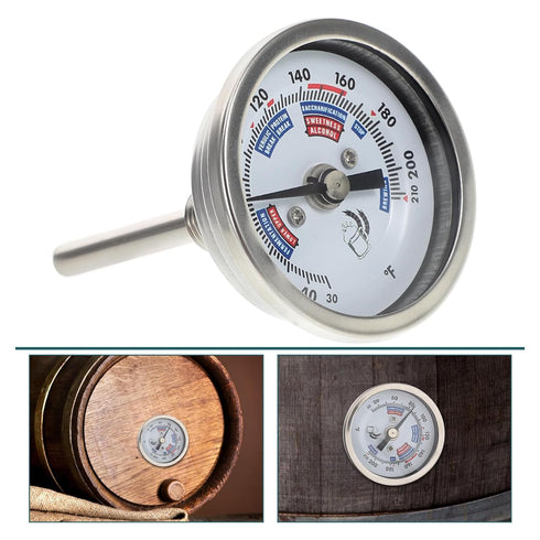 TOMETURE 2-inch Professional Stainless Steel Dual-Metal Dial Wine Thermometer, Corrosion-Resistant Temperature Gauge