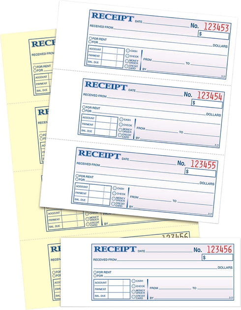 Tops 2-Part, 11 7-5/8 Inches, 4 200 Sets (46806) Money/Rent Receipt Book, Carbonless, x Receipts/Page, per Book