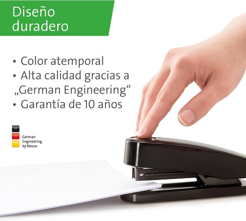 Novus B2 re+New Stapler, Black, 25 Sheet Capacity, 95% Recycled Plastic, German Engineered, 10 Yr. Warranty