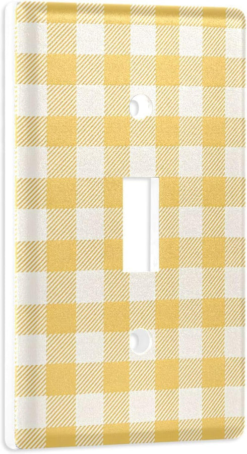 WELLDAY 1-Gang 4.50" 2.76", Toggle Light Switch Wall Plates, Butter Yellow Checkered Toggle Switch Wall Plate Cover