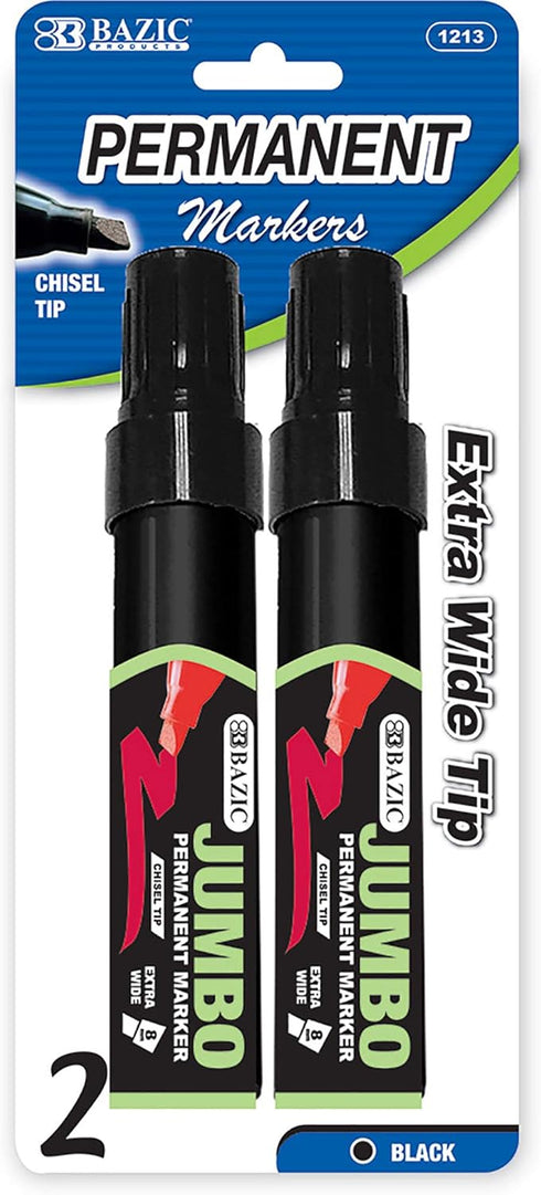 BAZIC Jumbo Chisel Tip Permanent Marker - 8 mm (2/Pack)