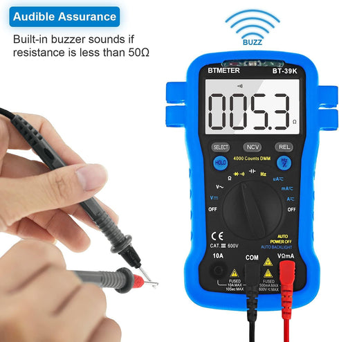 BTMETER BT-39K Multimeter with Case, 4000 Count Autoranging DMM for AC/DC Current