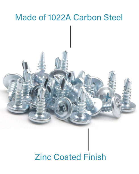 50pcs #8 x 1/2" Truss Head Screws, Self Drilling Zinc Plated Modified Truss Head Self Driller