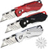 KATA 3-Pack Heavy Duty Box Cutter, Folding Utility Knife with Zinc Alloy Body, Extra 12pc Blades